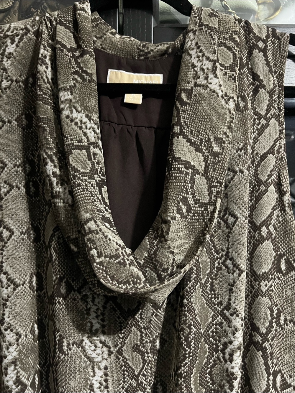 Michael Kors Sleeveless Snake-Print Cowl Neck Top - Picture 3 of 5